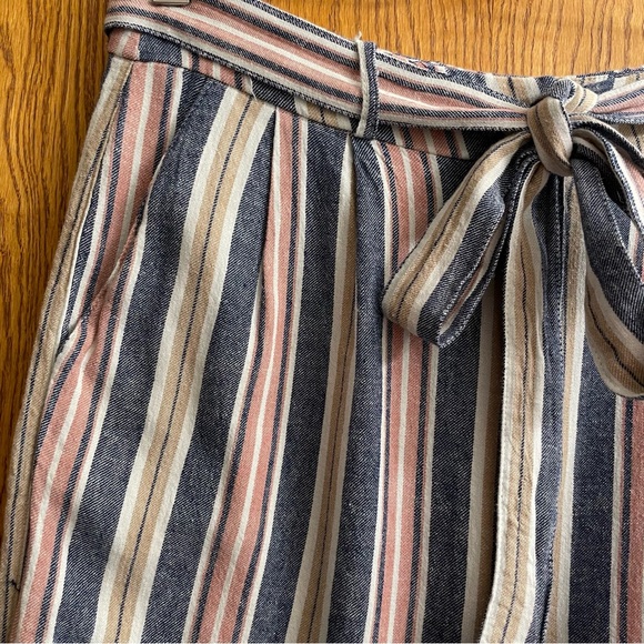 Dex Multi Coloured Striped High Waisted Self Tie Pants Size Small - Picture 5 of 14